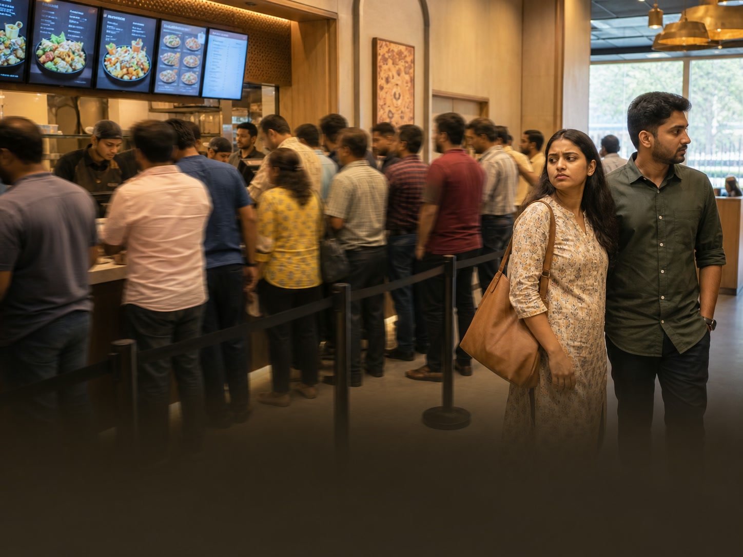 Lunch rush. One line. Walkouts.
